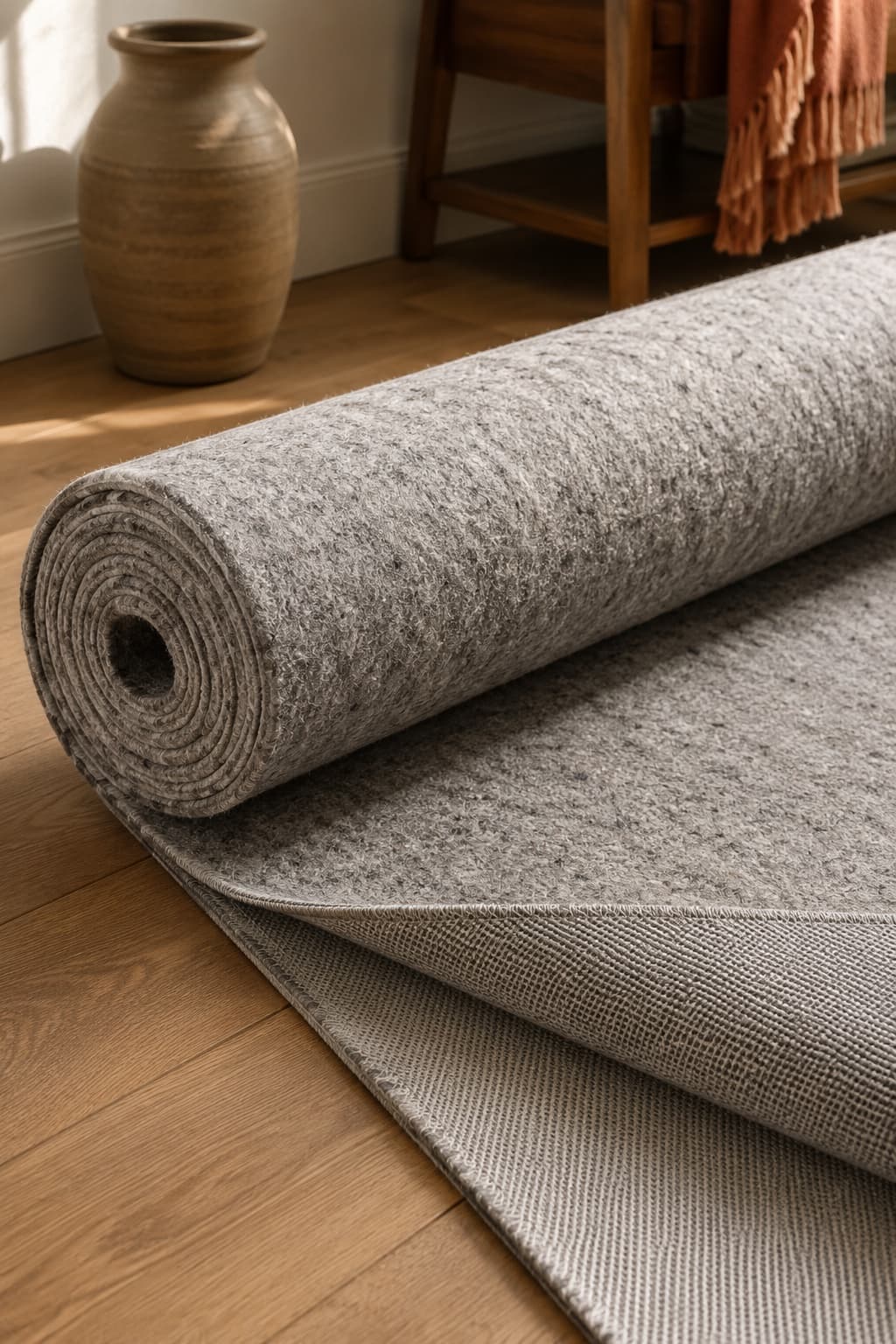 Premium Felt Rug Pad 8×10 — premium wool-felt grip pad 8×10 ft, styled in a foundation setting